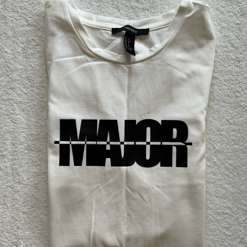 Forever 21 White and Black Graphic Bodysuit